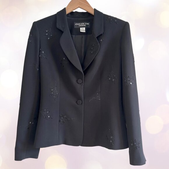 Vintage Jones NY Evening black beaded jacket - Picture 3 of 11